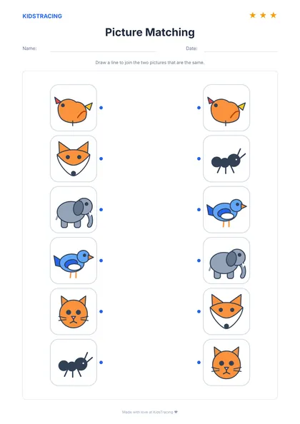 Preview of a picture matching worksheet